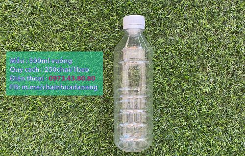 mẫu chai nhựa 500ml vuông có sóng đựng nước tại đà nẵng