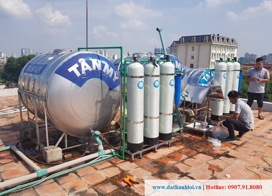 Hệ thống 3 cột lọc nước tổng đầu nguồn lắp đặt cho nhà hàng, khách sạn tại Đà Nẵng