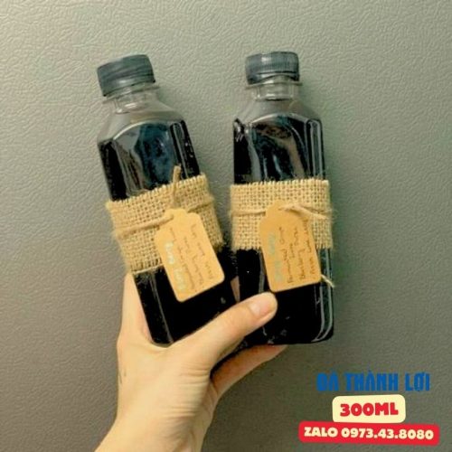 chai nhựa vuông 300ml đựng cafe