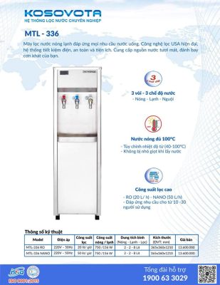 Máy lọc nước nóng lạnh nguội 3 vòi KOSOVOTA