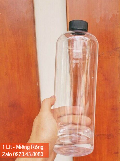 chai nhựa 1 lít miệng rộng trà sữa