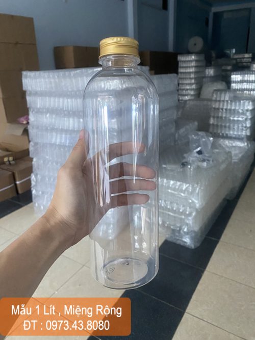 Chai nhựa 1l iệng rộng đựng sữa