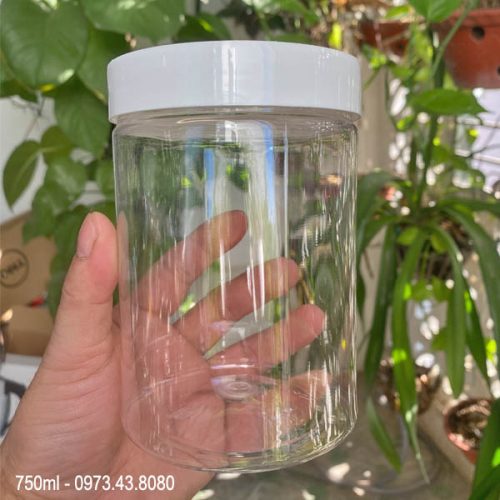 Hũ nắp nhựa màu trắng