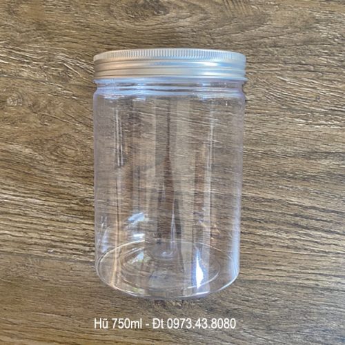 Hũ nhựa nắp nhôm màu bạc