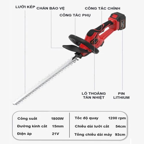 Máy cắt tỉa hàng rào chạy pin cầm tây
