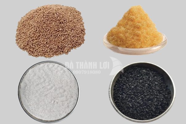 Vật liệu lọc nước nhiễm vôi chuyên dụng goomg cát mangan, than hoạt tính, cát thạch anh và hạt Cation