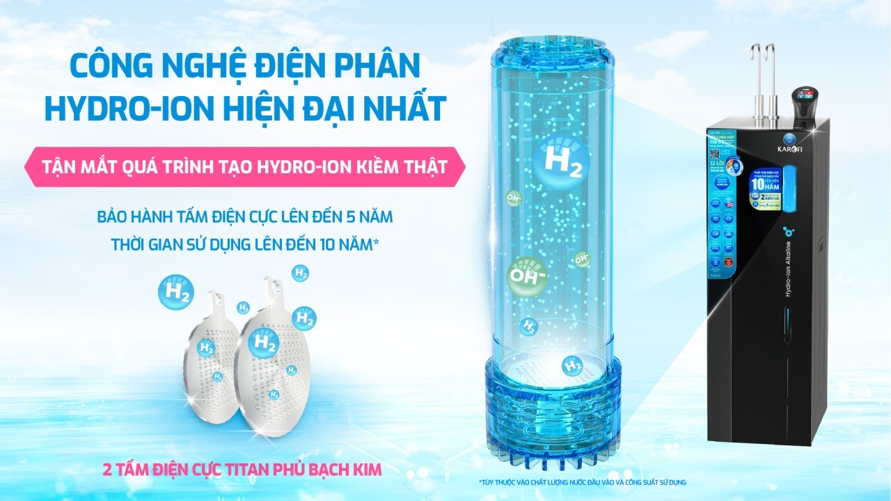 Công nghệ điện phân Hydro-ion với tấm điện cực Titan phủ bạch kim siêu quý 