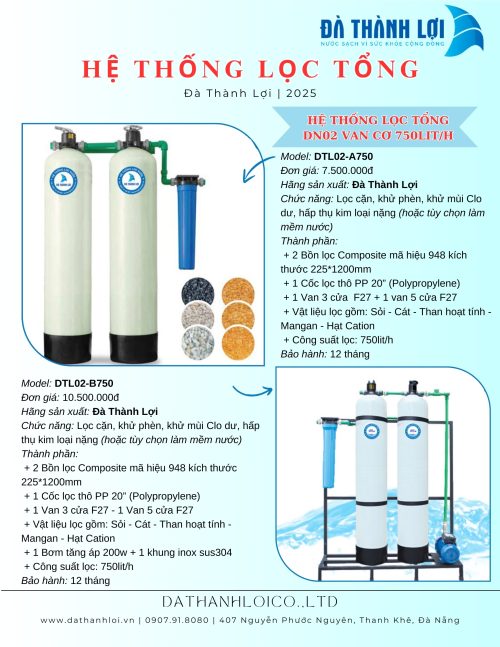 Hệ thống lọc nước 750lit/h DTL02-A750