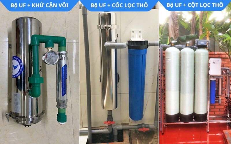 Bộ lọc nước uf kết hợp lọc thô khử phèn đá vôi